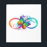 Bloc-note Bright infinity with rainbow butterfly<br><div class="desc">multicolor,  bright,  symbole of infinity with rainbow,  detailed butterfly monarch. Rainbow butterfly. Rainbow infinity.</div>