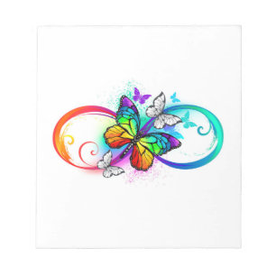 Bloc-note Bright infinity with rainbow butterfly
