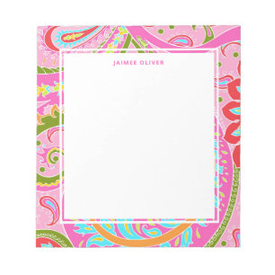 Bloc-note Bright Paisley Pink Personalized Notepad