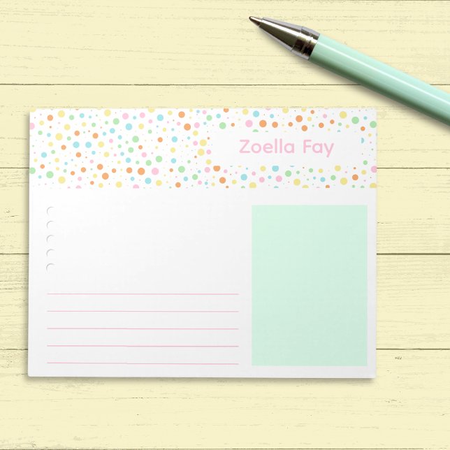 Bloc-note Bright Polka Dot Nom personnalisé de l'étudiant (Colorful Dot Pattern Personalized Back-to-School Notepad)