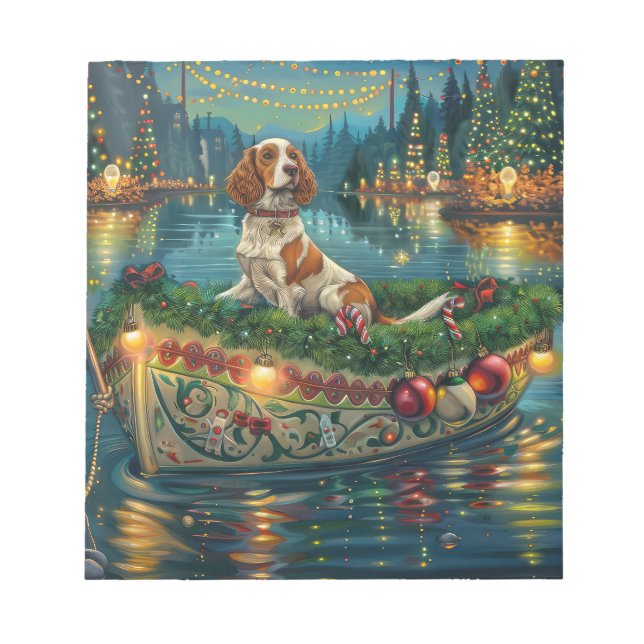 Bloc-note Brittany Spaniel Noël Festive Voyage (Devant)