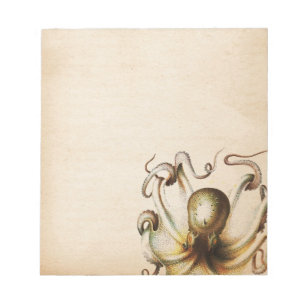 Bloc-note Bronze Octopus Vieilli Sepia Steampunk Voyage