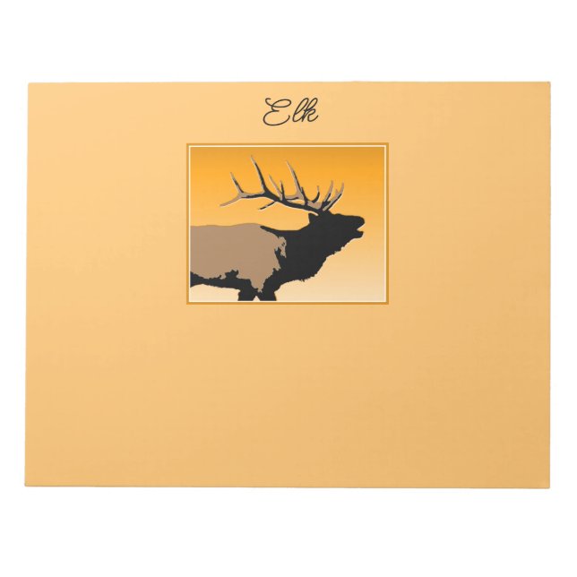 Bloc-note Brouillonnant Bull Elk au coucher du soleil Art or (Devant)