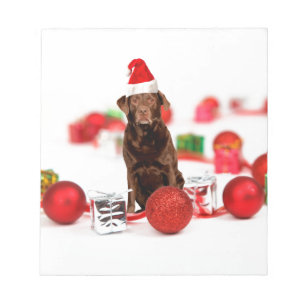 Bloc-note Brown Labrador Chien Noël w Cadeaux Santa Hat