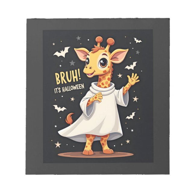 Bloc-note Bruh C'est Halloween Drôle Dabbing Fantôme Girafe  (Devant)