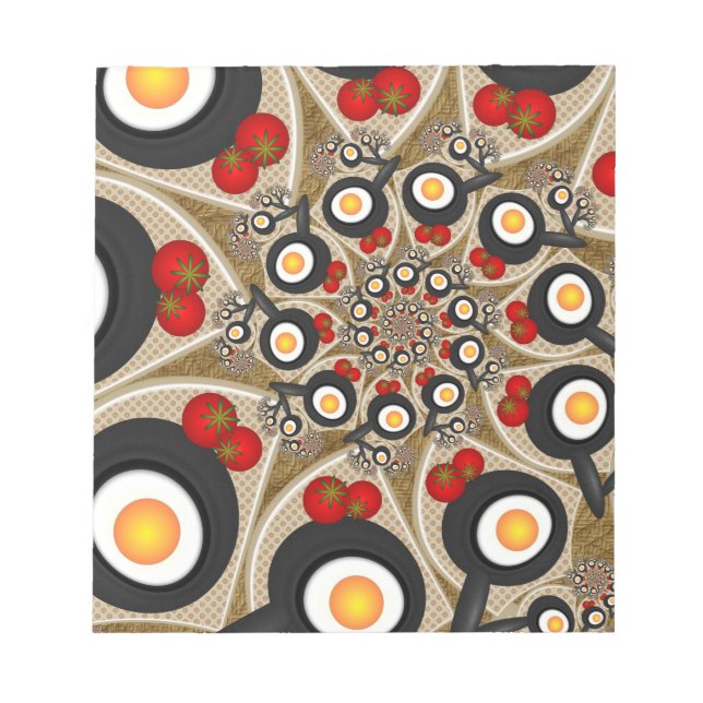 Bloc-note Brunch Fractal Art Drôle Nourriture, Tomates, Oeuf (Devant)