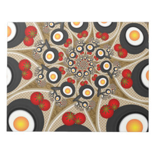 Bloc-note Brunch Fractal Art Drôle Nourriture, Tomates, Oeuf