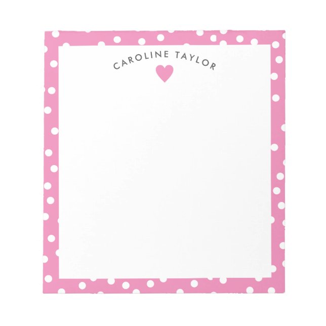 Bloc-note Bubblegum Pink Coeur & Dots mignon fille (Devant)