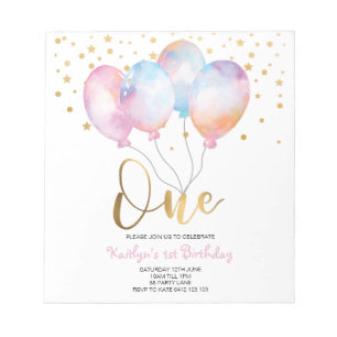 Bloc-note Budget Ballons mignons Pink Or One Invitation