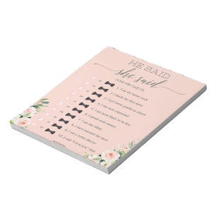 Bloc-note Budget Fête des mariées Il A Dit Qu'Elle A Dit Gam