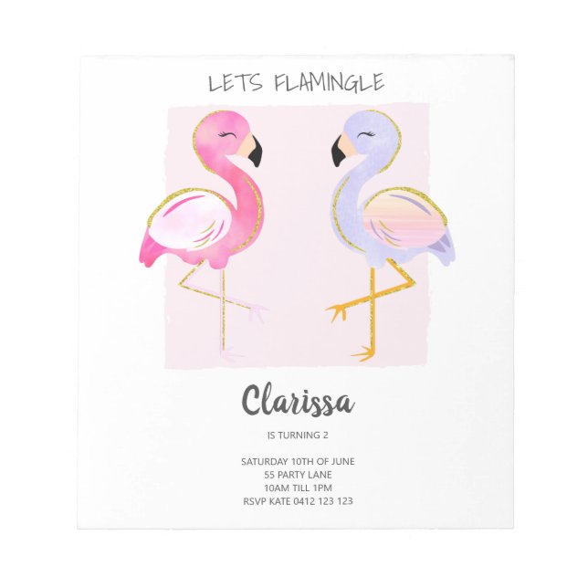 Bloc-note BUDGET Flamant rose mignon Fille Anniversaire Invi (Devant)