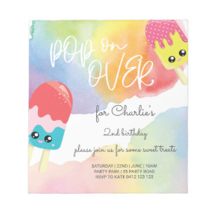 Bloc-note BUDGET Pop Sur Popsicle Invitation Anniversaire