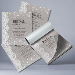 Bloc-note BUDGET Rustique Burlap dentelle nuptiale Invitatio