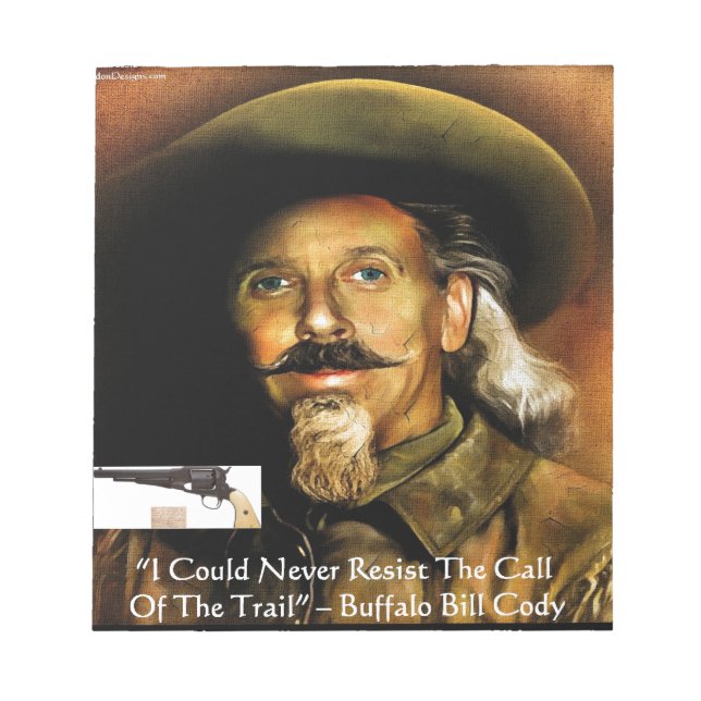 Bloc-note Buffalo Bill Cody Son Arme À Feu & Citation Cadeau (Devant)