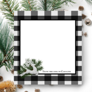 Bloc-note Buffle de rennes Plaid personnalisé Noir Blanc