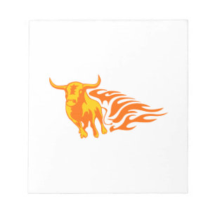 Bloc-note Bull dans les flammes