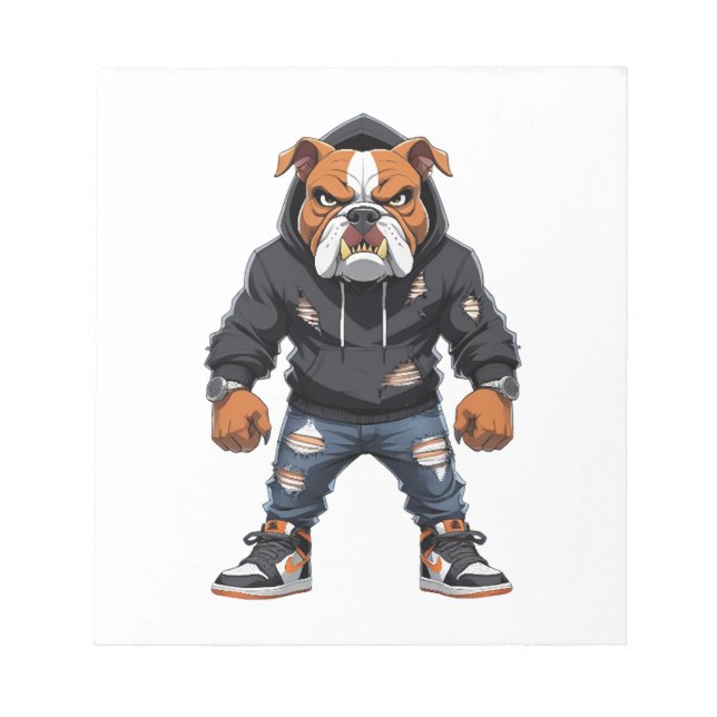 Bloc-note Bulldog Alpha Urbain - Mascotte de Style de Rue  (Devant)