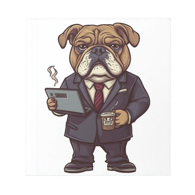 Bloc-note Bulldog d'Affaires � Chien de Bureau Drôle (Devant)