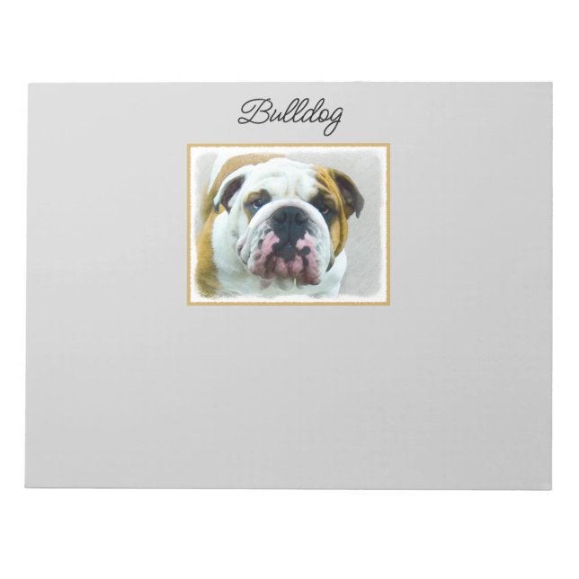Bloc-note Bulldog Painting - Joli art original chien (Devant)