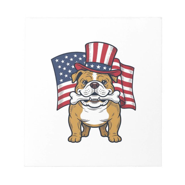Bloc-note Bulldog Patriotique Avec Dessin Vectoriel De Drape (Devant)