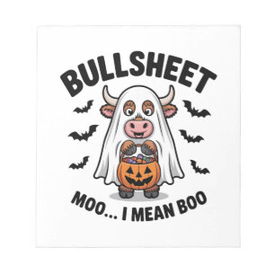 Bloc-note BULLSHEET Halloween Vache mignonne en fantôme
