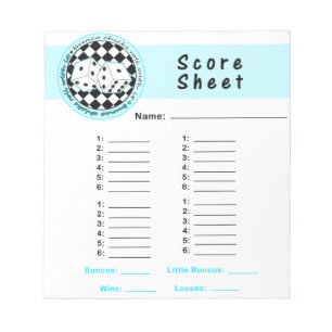 Bloc-note Bunco Chicks Rouleau avec elle Score Card - Bleu