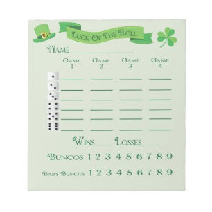 Bloc-note Bunco Lucky Roll Score Pad Marche Saint Patricks