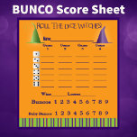 Bloc-note Bunco Score Pad Octobre Thème Sorcière Halloween<br><div class="desc">Voici un joli Pad de Score Bunco Inspiré Halloween à utiliser lors de votre prochain événement Bunco. Il comprend le texte "Roll The Dice Witches" et deux casquettes de sorcières. Ajoutez un peu de plaisir à votre soirée Halloween Bunco. Caractéristiques facile à lire texte, comprend Baby Buncos, Bunco, WIns et...</div>