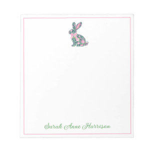 Bloc-note Bunny de Chinoiserie rose et verte avec bow