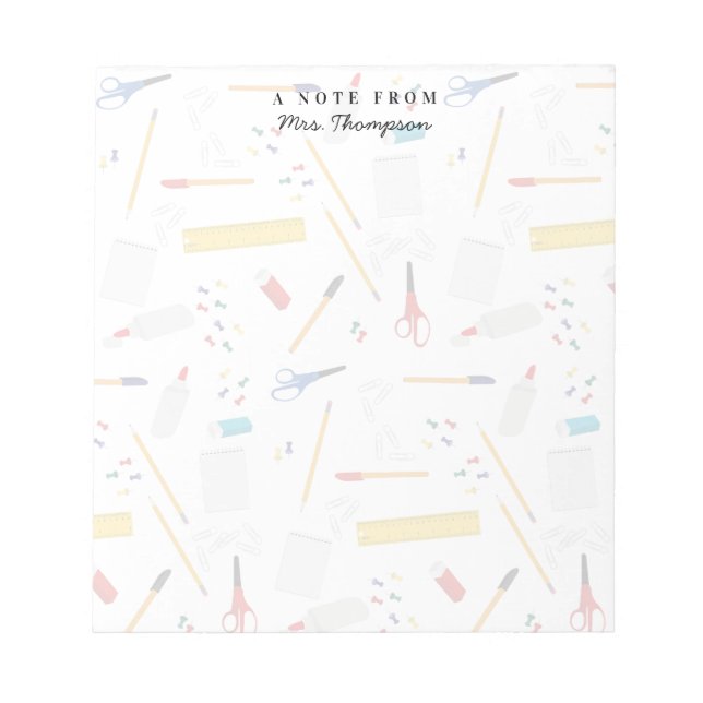 Bloc-note Bureau scolaire Artisanat Fournitures Motif Enseig (Devant)