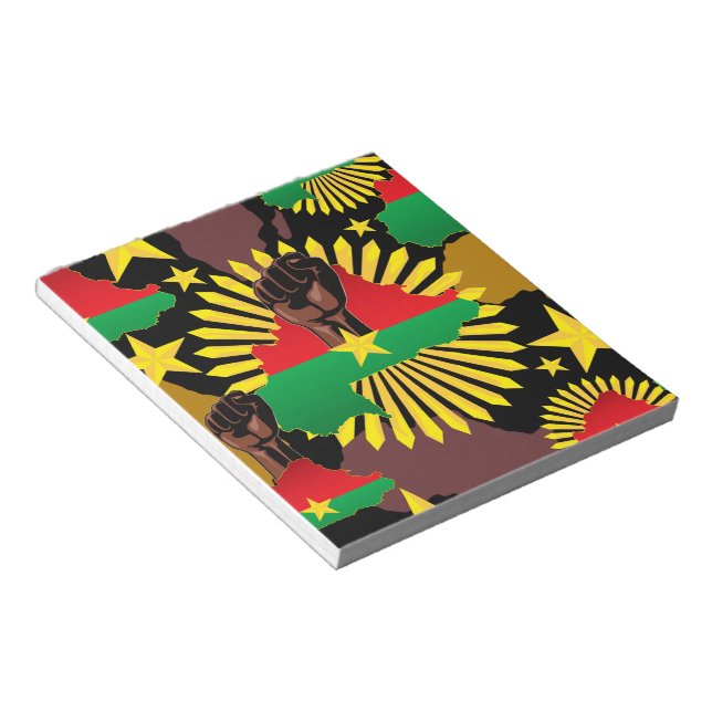 Bloc-note Burkina Faso Carte, drapeau et première révolution (Incliné)