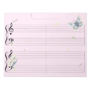 Bloc-note Butterfly Grand Staff Extra Wide Rule Kids Music