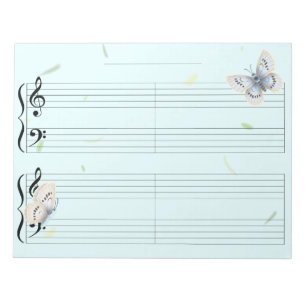 Bloc-note Butterfly Grand Staff Extra Wide Rule Kids Music
