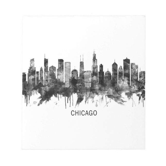 Bloc-note BW de Chicago Illinois Skyline (Devant)