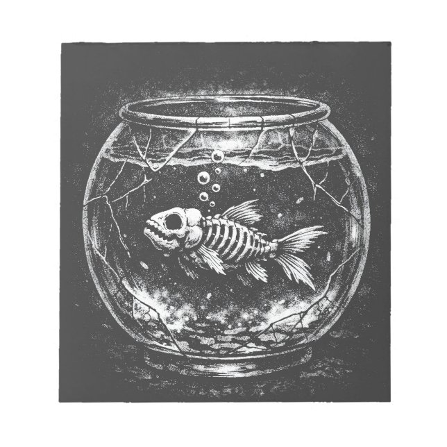 Bloc-note "Ça va super" - Poisson rouge squelette par BurnsI (Devant)