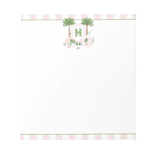 Bloc-note Cabana Rayures Palm Beach Monogram Armoiries (Devant)