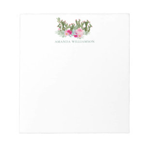 Bloc-note Cactus Aquarelle Botanique Nom Personnalisé