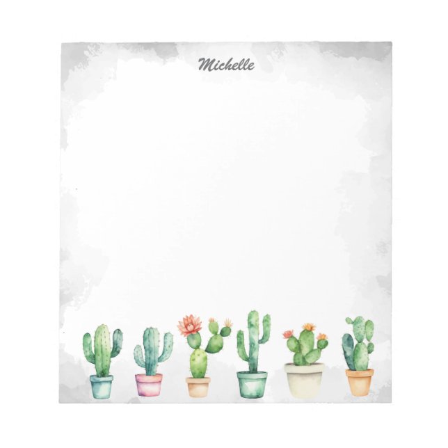 Bloc-note Cactus Cactées Aquarelle Moderne Désert Succulente (Devant)