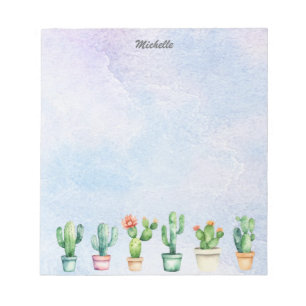 Bloc-note Cactus Moderne Aquarelle Cactées Désert Succulente