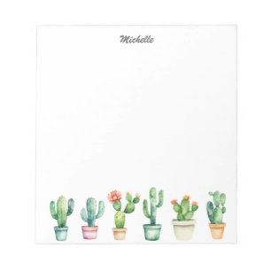 Bloc-note Cactus Moderne Aquarelle Cactées Désert Succulente