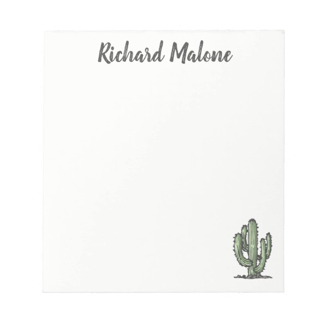 Bloc-note Cactus Plant Hand Drawn Illustration Personalized (Devant)