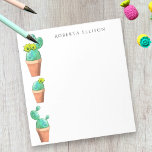 Bloc-note Cactus pointillés Fleurs Jaunes Personnalisées<br><div class="desc">Si vous avez une affection pour le sud-ouest ou connaissez quelqu'un qui le fait, c'est un bloc-notes mignon. Excellente idée pour le cadeau de retour à l'école enseignant. Le design comprend trois plantes en pots de cactus à pagaie, certains avec des fleurs jaunes. Personnalisez le nom du modèle, supprimez le...</div>