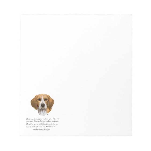 Bloc-note Cadeau Beagle MÂLE (Devant)