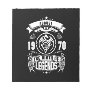 Bloc-note Cadeau d'août 1970 La Naissance Des Légendes