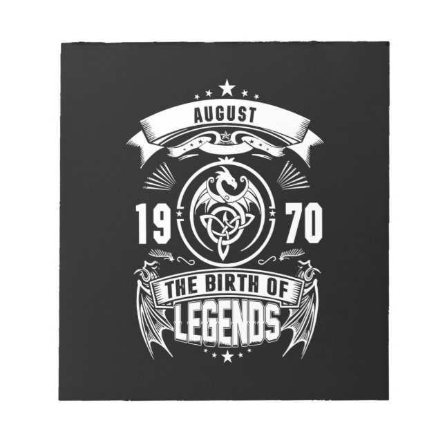 Bloc-note Cadeau d'août | 1970 La Naissance Des Légendes (Devant)