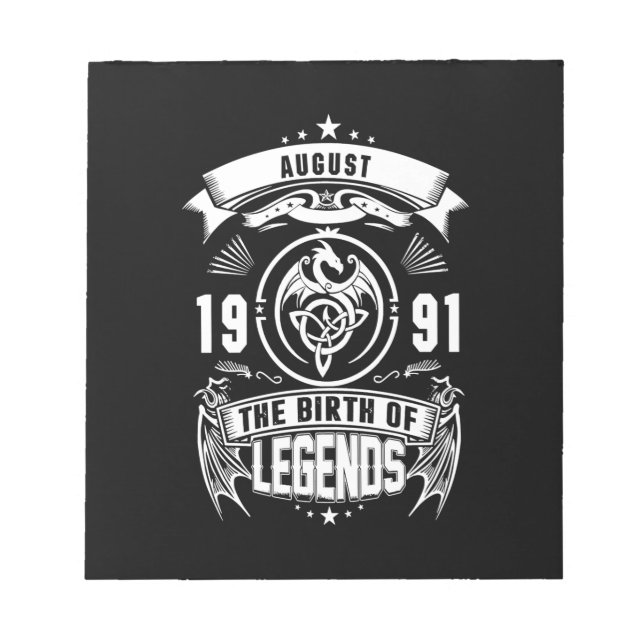 Bloc-note Cadeau d'août | 1991 La Naissance Des Légendes (Devant)
