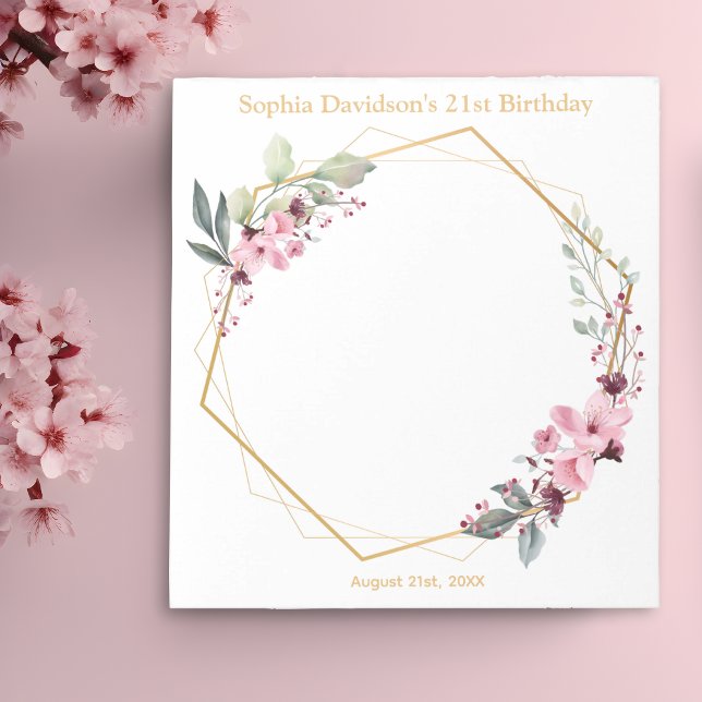 Bloc-note Cadeau de fête pour 21 ans avec de sublimes fleurs (Elegant Cherry Blossom 21st Birthday Notepads - Stylish Reminders and Thoughtful Notes 🌸📝)