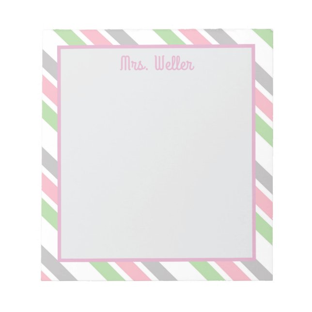 Bloc-note Cadeau de l'enseignant Pastel Stripe personnalisé (Devant)