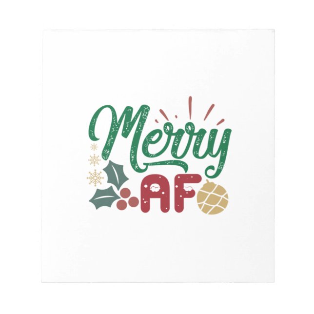 Bloc-note Cadeau de Noël | Merry AF Cool Sassy (Devant)