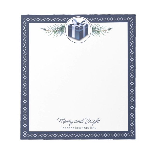 Bloc-note Cadeau de Noël personnalisé bleu (Devant)